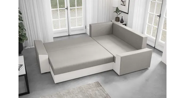 Rohová sedačka BUSH PLUS, pravá, béžová/hnědá