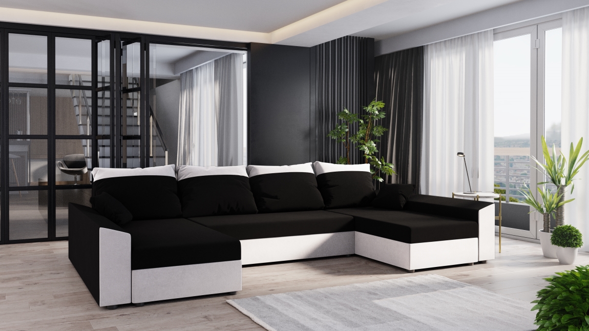 Rohová sedačka BUSH U, černá/bílá