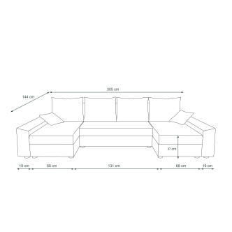 Rohová sedačka BUSH U, černá/červená