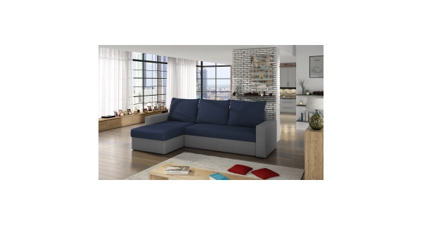 Rohová sedačka CALEDON, tmavě modrá/světle šedá
