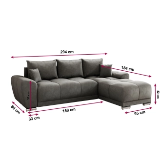 Rohová sedačka CERDAGNE, světle modrá látka MO70