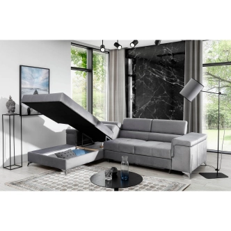 Rohová sedačka CLOONEY, levá, světle šedá