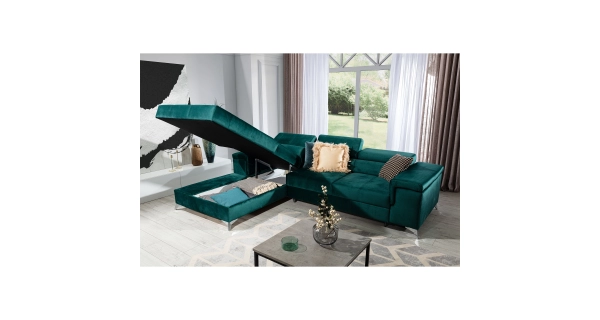 Rohová sedačka CLOONEY, levá, zelená