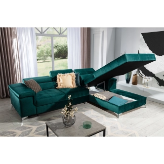 Rohová sedačka CLOONEY, pravá, zelená