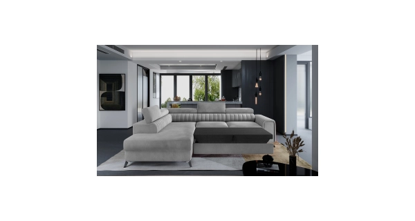 Rohová sedačka CURRAN 1, levá, světle šedá látka