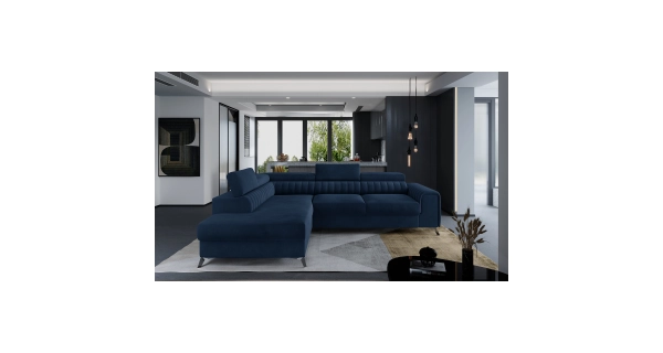 Rohová sedačka CURRAN 12, levá, modrá látka