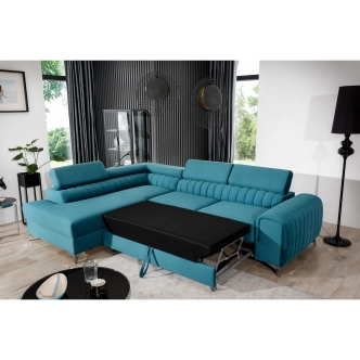 Rohová sedačka CURRAN 14, levá, tyrkysová látka