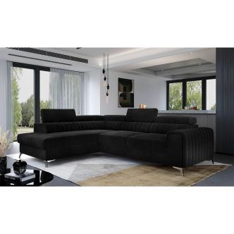 Rohová sedačka CURRAN 15, levá, černá látka