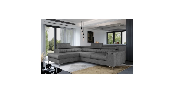Rohová sedačka CURRAN 19, levá, tmavě šedá látka