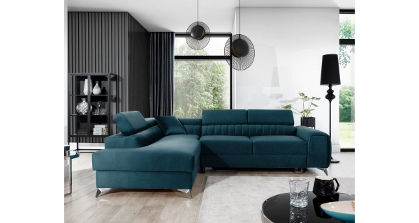 Rohová sedačka CURRAN 21, levá, modrá látka