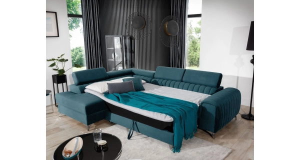 Rohová sedačka CURRAN 21, levá, modrá látka