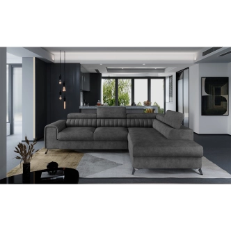Rohová sedačka CURRAN 29, pravá, tmavě šedá látka
