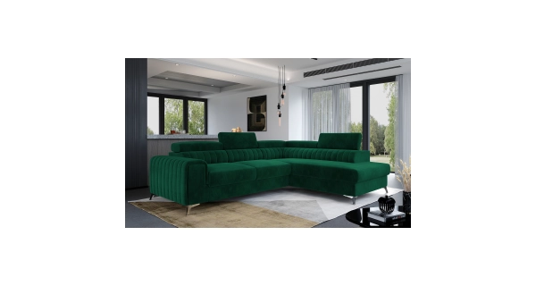 Rohová sedačka CURRAN 34, pravá, zelená látka