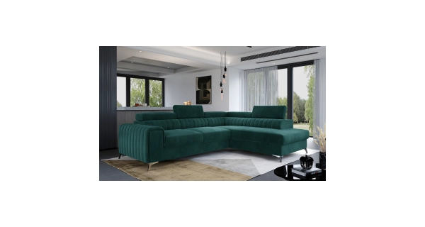 Rohová sedačka CURRAN 35, pravá, zelená látka
