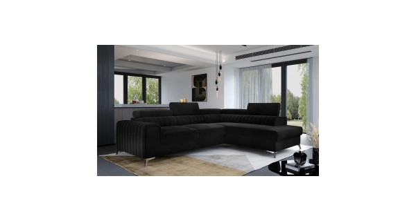 Rohová sedačka CURRAN 39, pravá, černá látka