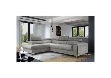Rohová sedačka CURRAN 4, levá, šedá látka