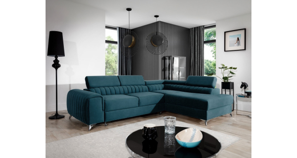 Rohová sedačka CURRAN 45, pravá, modrá látka