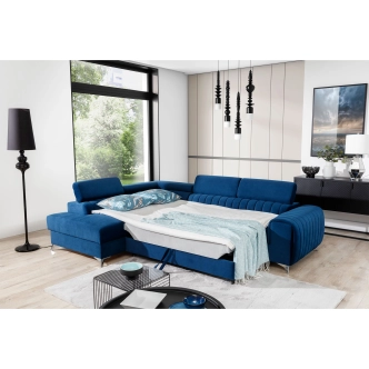Rohová sedačka CURRAN 9, levá, modrá látka