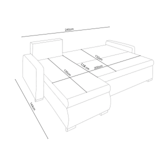 Rohová sedačka DAKAR, tmavě šedá látka/černá ekokůže DOPRODEJ