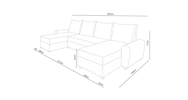 Rohová sedačka DAKAR U 1, tmavě šedá látka/černá ekokůže