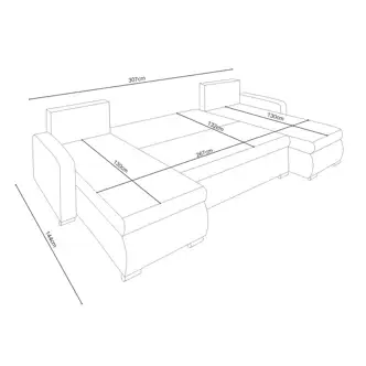 Rohová sedačka DAKAR U 1, tmavě šedá látka/černá ekokůže