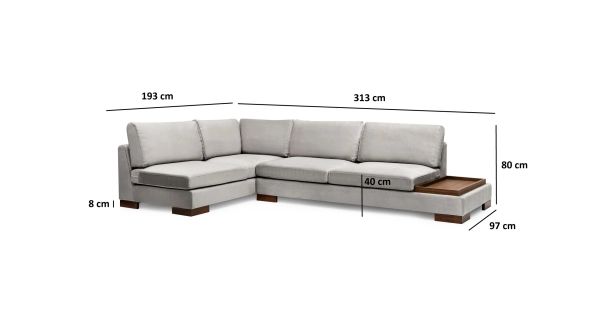 Rohová sedačka DARIUS, levá, světle šedá