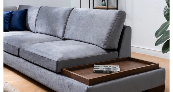 Rohová sedačka DARIUS, levá, tmavě šedá