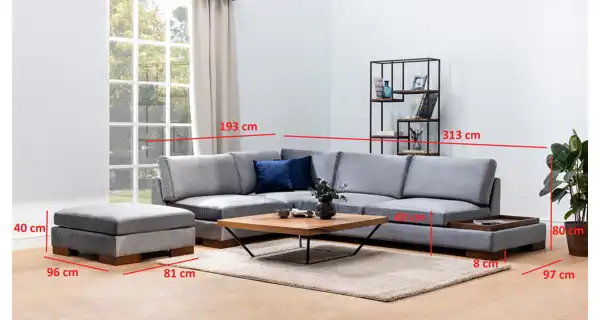 Rohová sedačka DARIUS, levá, tmavě šedá