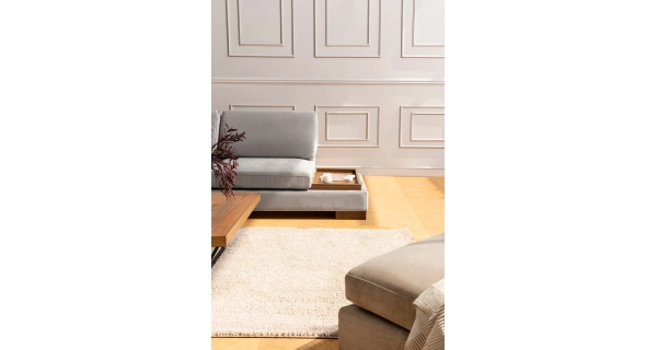 Rohová sedačka DARIUS s taburetem, levá, světle šedá