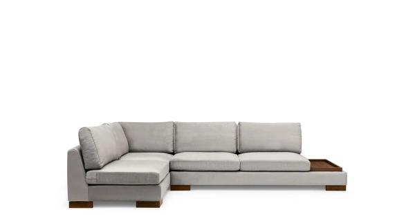 Rohová sedačka DARIUS s taburetem, levá, světle šedá