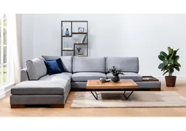 Rohová sedačka DARIUS s taburetem, levá, tmavě šedá