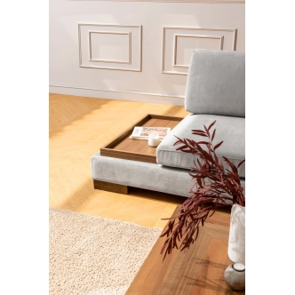 Rohová sedačka DARIUS s taburetem, pravá, světle šedá