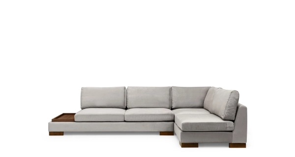 Rohová sedačka DARIUS s taburetem, pravá, světle šedá