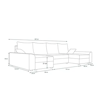 Rohová sedačka do U ATTANASIO, černá/bílá