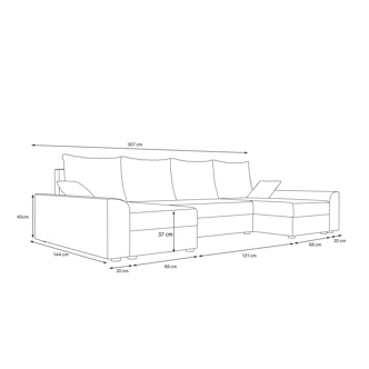 Rohová sedačka do U ATTANASIO, černá/červená