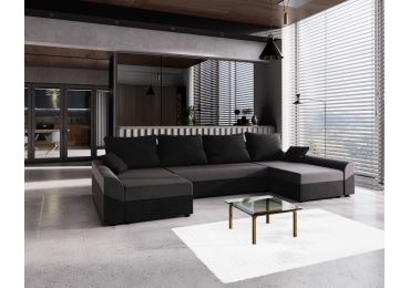 Rohová sedačka do U ATTANASIO, tmavě šedá/černá