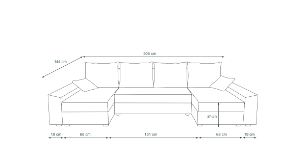 Rohová sedačka do U BUSH, černá/červená