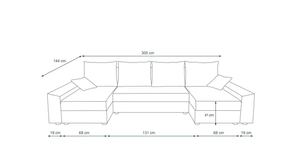 Rohová sedačka do U BUSH, černá/šedá