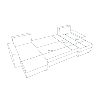 Rohová sedačka do U BUSH, šedá/černá