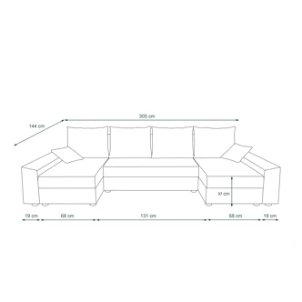 Rohová sedačka do U BUSH, šedá/černá