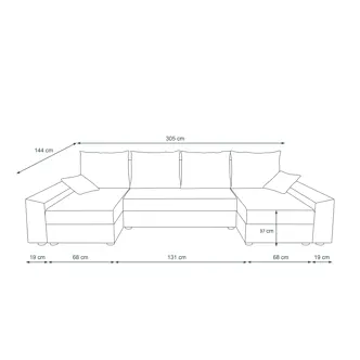 Rohová sedačka do U BUSH, světle šedá/krémová