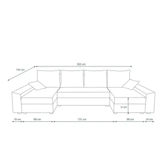 Rohová sedačka do U BUSH, tmavě šedá/černá