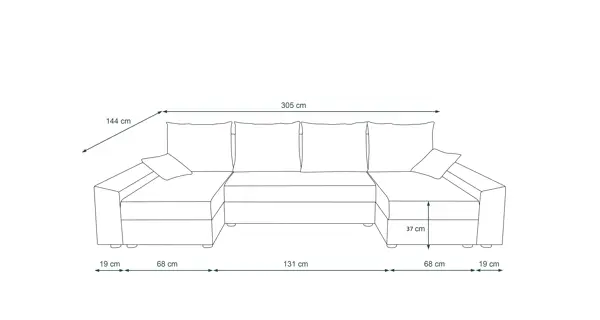 Rohová sedačka do U BUSH, tmavě šedá/světle šedá
