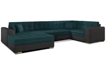 Rohová sedačka do U ESSLOR, levá, tyrkysová/tmavě šedá