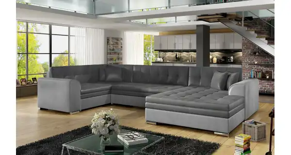 Rohová sedačka do U ESSLOR, pravá, tmavě šedá/světle šedá