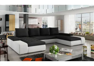 Rohová sedačka do U KELING, černá/bílá