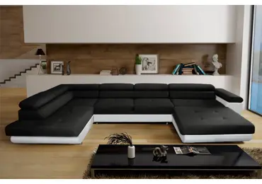 Rohová sedačka  do U LAING  mini+L, levá, černá/bílá