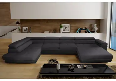 Rohová sedačka do U LAING  mini+L, levá, tmavě šedá/černá