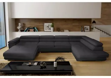 Rohová sedačka do U LAING  mini+L, pravá, tmavě šedá/černá