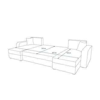 Rohová sedačka do U LEFHET BIS, černá/tmavě šedá